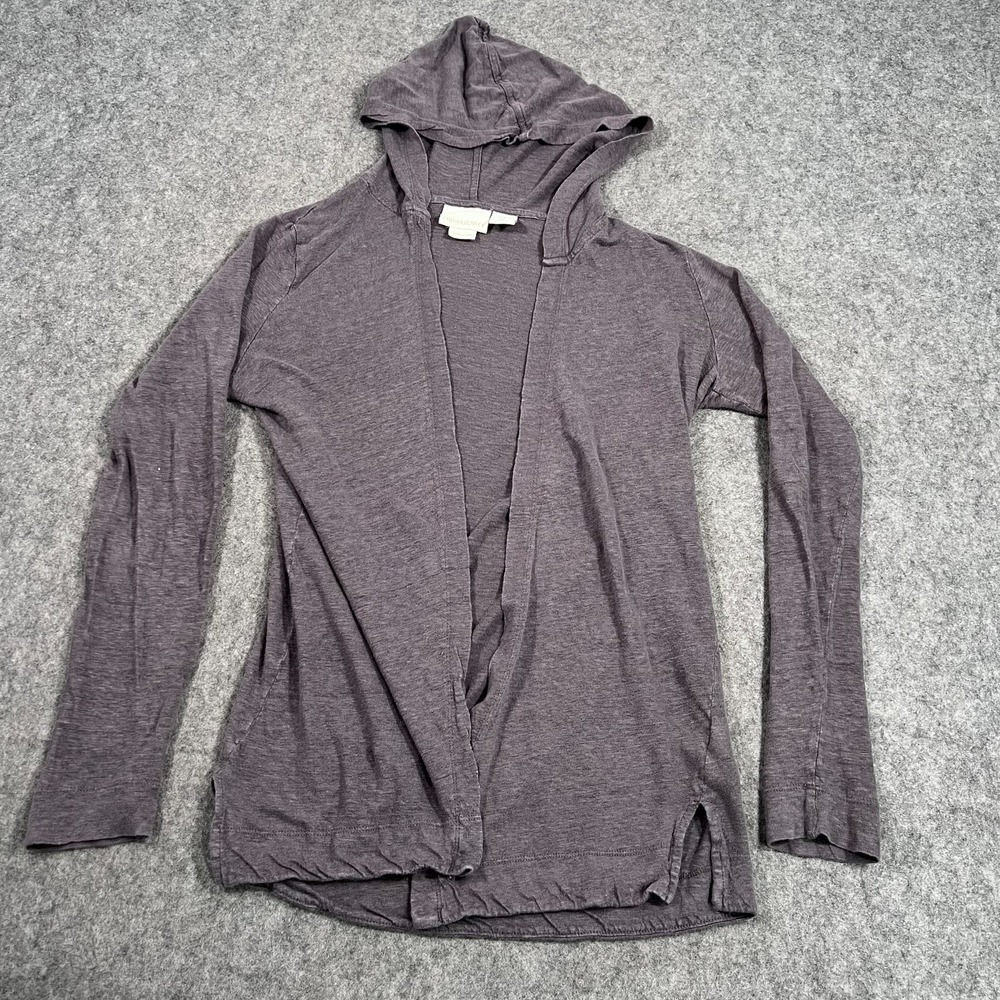 Cynthia Rowley Gray Linen Open Front Cardigan Hoodie Women's Size Small